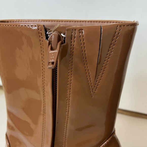 GB Levi-Tate  Brown Patent Platform Mid Boots - Picture 11 of 13